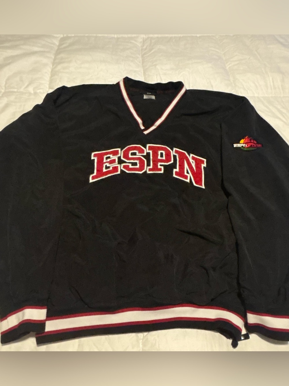 Vintage Y2K ESPN Zone Red Black Pullover Windbreaker Jacket Medium